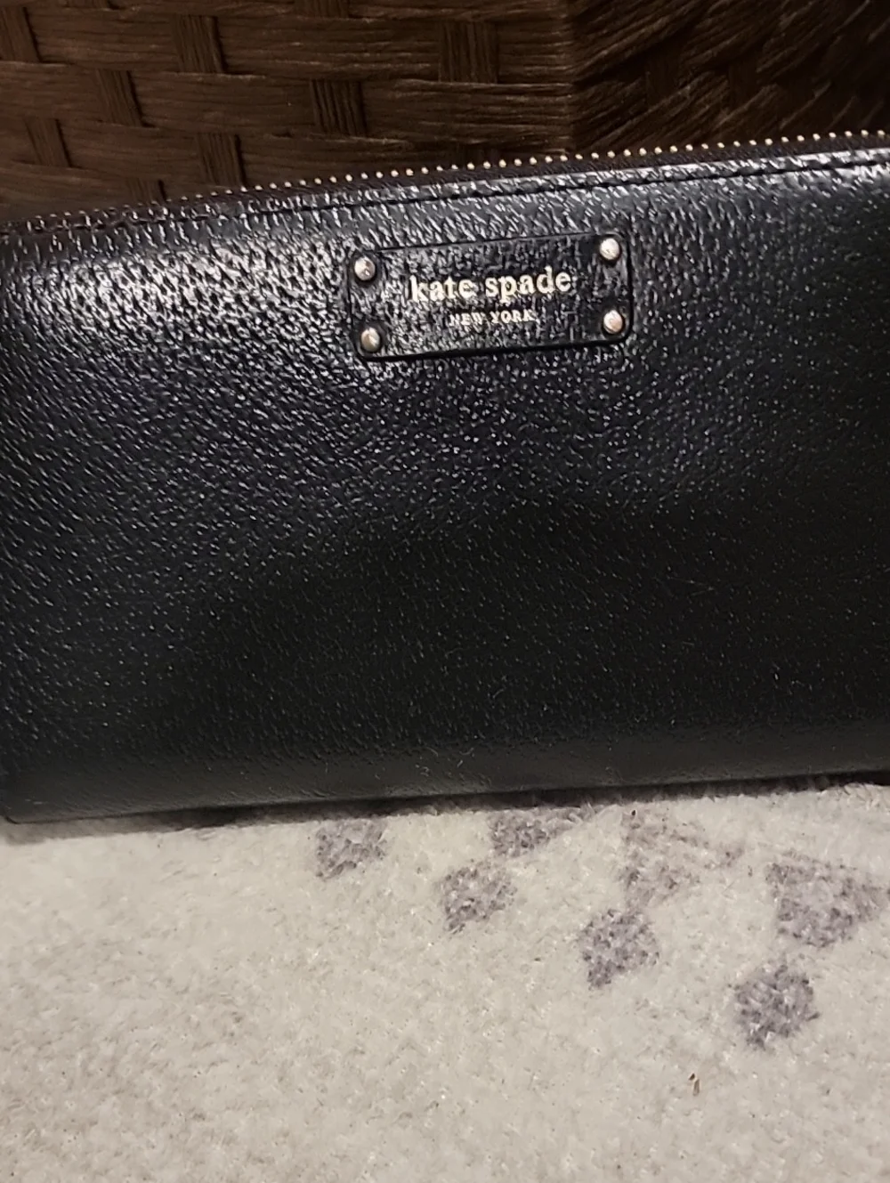 kate spade Black Leather Zip-Around Wallet